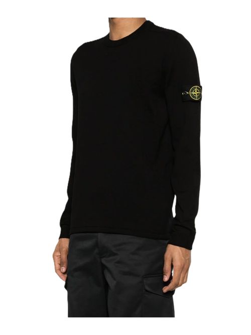 STONE ISLANDFelpa girocollo nero con patch logo Stone Island | L1S155100062S00B9V0029